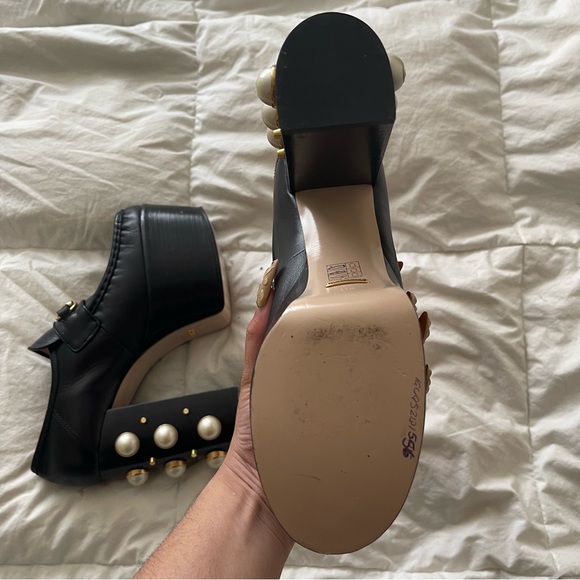 Gucci loafer platform heels with pearl heels new never worn - Picture 7 of 8
